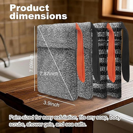4 Pack Soap Bag Different Roughness Deep and Gentle,Bar Soap Pouch Saver Pocket,Exfoliating Body Scrubber Shower Bath Sponge Loofah (Grey)