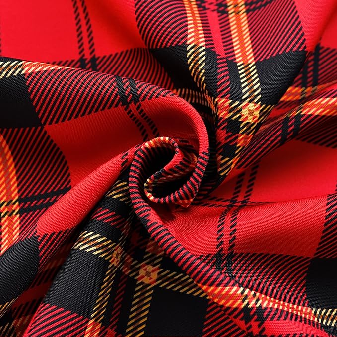 Gingham Xmas Tartan Tablecloth Fabric - Oblong 58x120 Water Resistant Christmas Plaid Table Cloth for Indoor/Outdoor Use - Red Tabletop Cover Perfect for Birthday, Picnics, Gardens