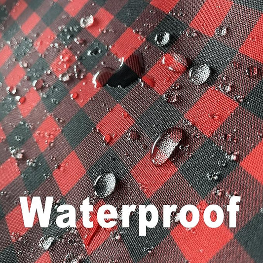 Gingham Xmas Tablecloth Fabric - Oblong 58x120 Water Resistant Christmas Plaid Table Cloth for Indoor/Outdoor Use - Red Tabletop Cover Perfect for Birthday, Picnics, Gardens