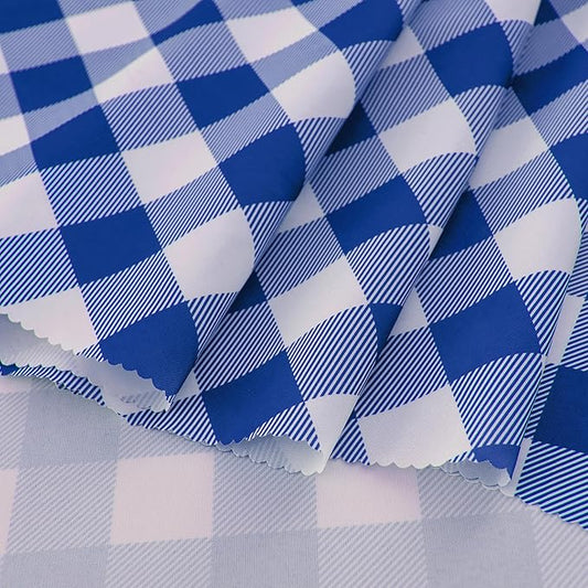 Waterproof Plaid Tablecloth Fabric - Round 90 Inch Classic Gingham Checker Table Cloth for Indoor/Outdoor Use - Buffalo Table Cover for Picnics, BBQs, and Parties