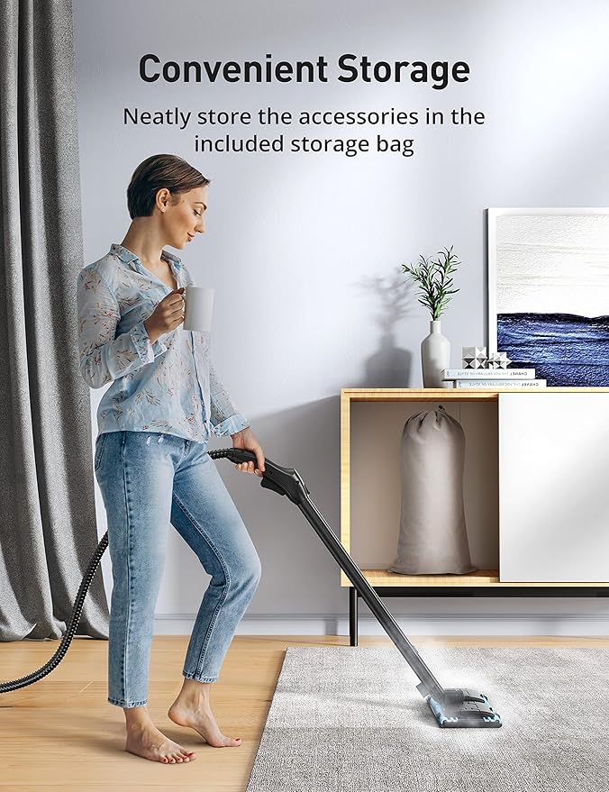 Steam Cleaner, 293°F 58 PSI Powerful Multipurpose Handheld Steam Mop for Home Use, 21 Attachments, 50Oz Capacity, Heavy Duty Steamer for Carpets, Floors, Cars, Tiles, Crack Cleaning, Titanium Silver