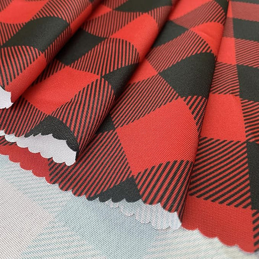 Waterproof Plaid Tablecloth Fabric - Round 58 Inch Classic Gingham Checker Table Cloth for Indoor/Outdoor Use - Buffalo Table Cover for Picnics, BBQs, and Parties