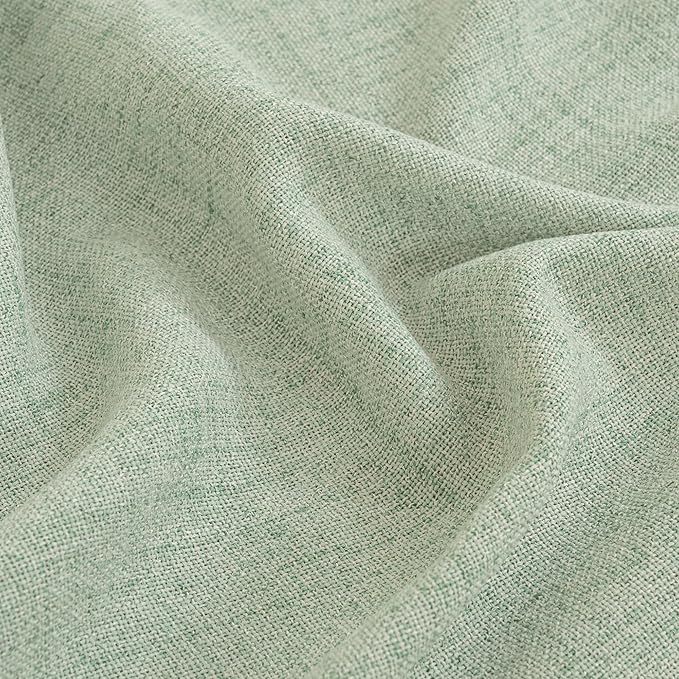 YoungsTex Sage Green Linen Curtains 63 Inch Length for Short Living Room, Semi Sheer Window Drapes Light Filtering with Back Tab Rod Pocket for Bedroom Spring Decor, 52 X 63 Inch, 2 Panels