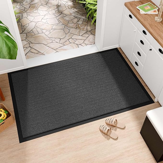 Front Door Mat, 48" x 24" Heavy Duty Indoor Outdoor Doormat, Non-Slip Welcome Mats for Entryway, Rubber Backing Low Profile Commercial Door Mats