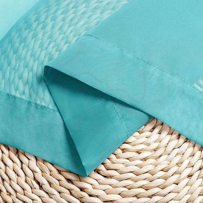 Chyhomenyc Turquoise Sheer Curtains 30 inch Length 2 Panels, Light Filtering Voile Rod Pocket Short Window Curtians for Bathroom Living Room Farmhouse Small Windows, 42Wx30L inches
