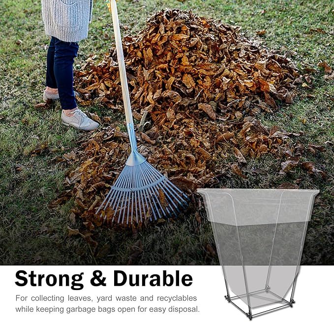 Metal Trash Bag Holder - Garbage Bag Holder Frame Holds 30-45 Gallon Bags-Multi-Use Outdoor Leaf Bag Stand for Yard Camping Garden Lawn Party Supplies (2 Pcs)