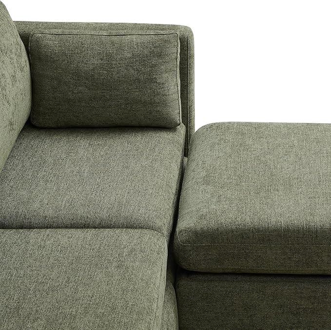 CHITA Modular Sectional Sofa, FSC Certified L Shaped Couch with Reversible Chaise, Modular Sectional Couch for Small Space, 78 Inch Width, 3 Seat Modular Sofa with Storage Ottoman, Moss Green