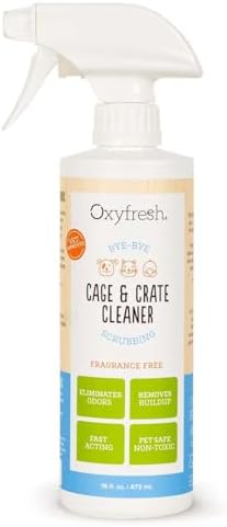 Oxyfresh Premium Crate & Cage Cleaner – Professional Dog Crate & Small Animal & Bird Cage Odor Eliminator – Quickly Cleans, Removes Poop & Deodorizes Pet Odors – Safe & Bleach Free