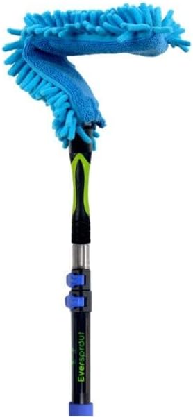 EVERSPROUT 3 Foot Flexible Microfiber Ceiling & Fan Duster | Bendable to Clean Any Fan Blade | Removable & Washable Brush Head | 3-Stage Lightweight Aluminum Extension Pole