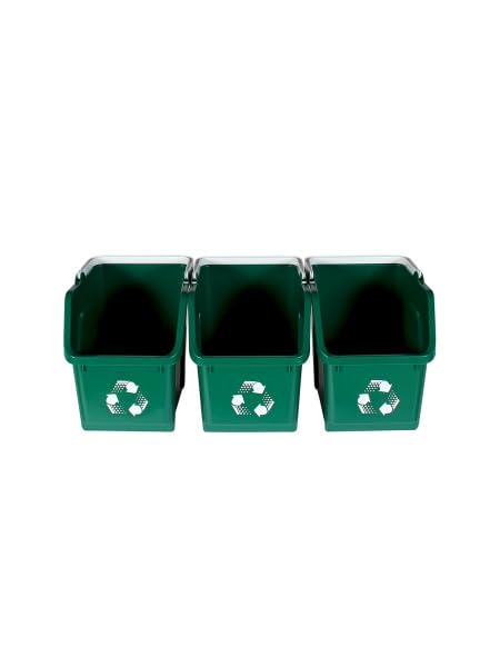 6 Gallon Stackable Recycling Bins for Homes, Garages, Offices Made of 100% Recycled Plastic - (Green, 12 Pack)