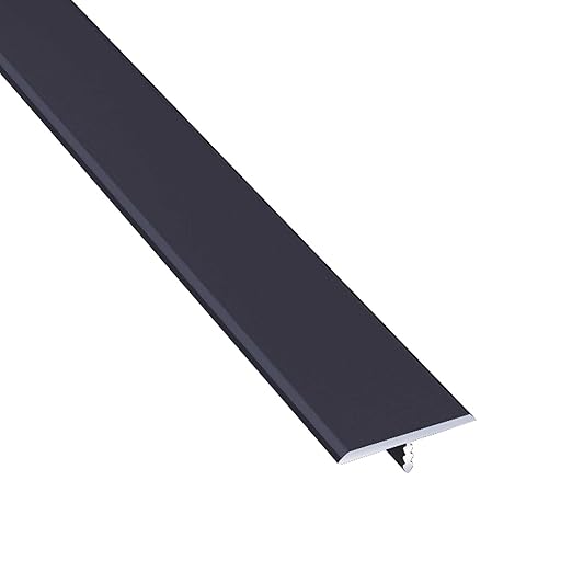 10Pcs Aluminum T Molding Floor Transition Strip, 48In Aluminum T Molding Trim, Floor Strip Floor Flat Divider Strip for Joining Floor Gaps, Threshold, Floor Tiles (Black, 4ft x 1.3in 10Pcs)