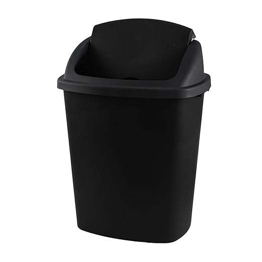 18 Gallon 4-Pack Large Garbage Can with Swing Lid, Commercial Plastic Swing Top Trash Bins, Black