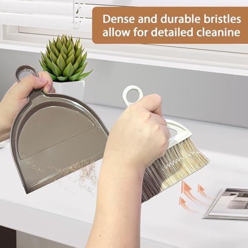 Small Mini Hand Broom and Dustpan - Mini and Hand Broom and Dustpan Set for Cat Litter, Kitchen, Tables, Countertops, Cars