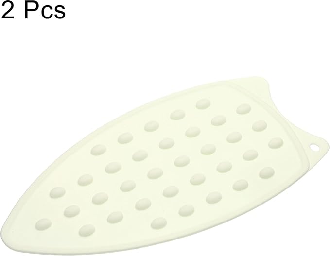 HARFINGTON 2pcs Silicone Iron Rest Pad, Multipurpose Iron Hot Resistant Mat Iron Rest Plate for Ironing Board Hot Heat Resistant Steam Compact Mat, Cream