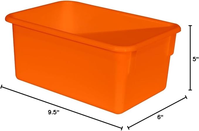 Wood Designs Cubby Storage Bin, Heavy Duty Plastic Containers for Kids Orange Cubby Tray Set of 25