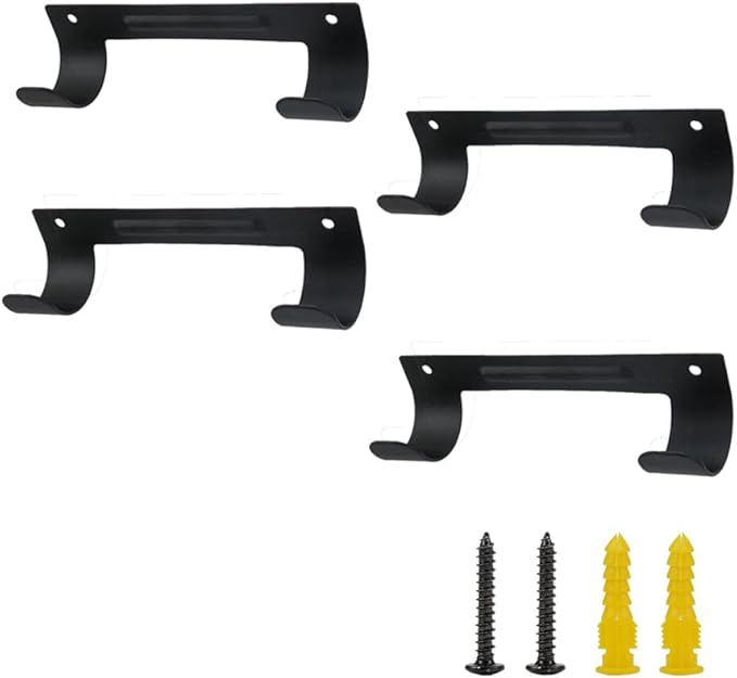 Ironing Board Hanger Wall Mount Ironing Board Holder Organizer Wall Rack for Laundry Rooms Storage Rack Hanging Shelf Hanger (Black-4 PCS)