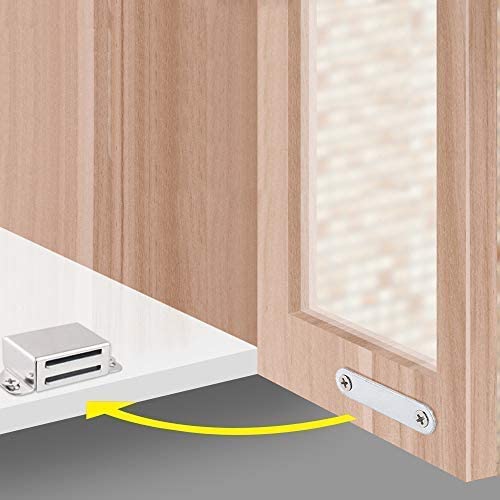 Mousike Cabinet Magnets Magnetic Door Catch Stainless Steel Door Magnet for Kitchen Bathroom Cupboard Wardrobe Closet Closures Cabinet Door Drawer Latch 20 lbs(10Pack)