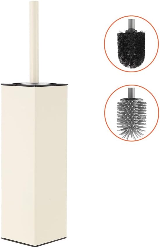 BGL Standing Toilet Brush and Holder Matte White Aluminium Toilet Bowl Cleaner Brush and Holder for Bathroom Storage and Organization, Square Design Sturdy and Space Saving