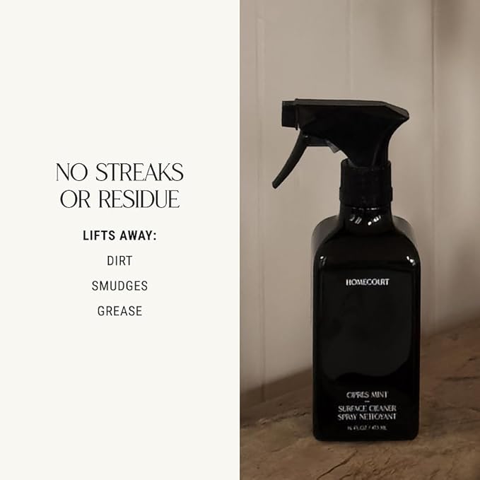 Homecourt All-Purpose Surface Cleaner Spray, Lifts Away Dirt, Smudges & Grease, For Bathroom, Kitchen & more, Clean Formula, Mandarin Basile, 16 fl oz, 2.0