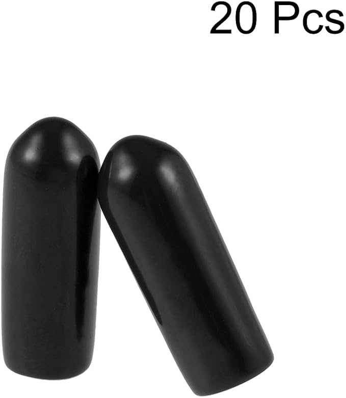 uxcell 20pcs Rubber End Caps 3.5mm ID Vinyl Round Tube Bolt Cap Cover Thread Protectors Black