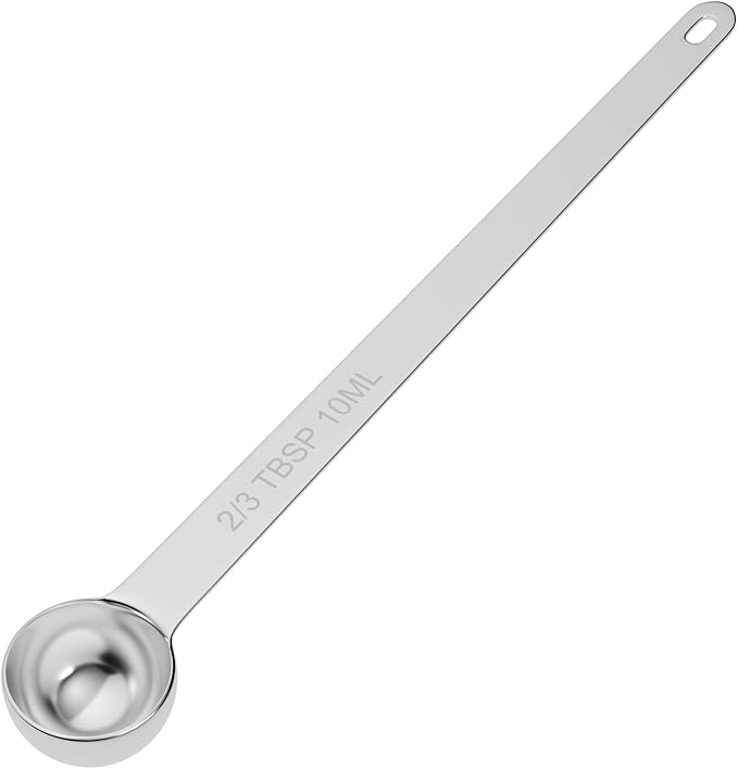 1PCS 2/3Tbsp(2tsp, 10ml) Extra Long Handle Measuring Spoon, Single Stainless Steel Individual Measure Scoop Only