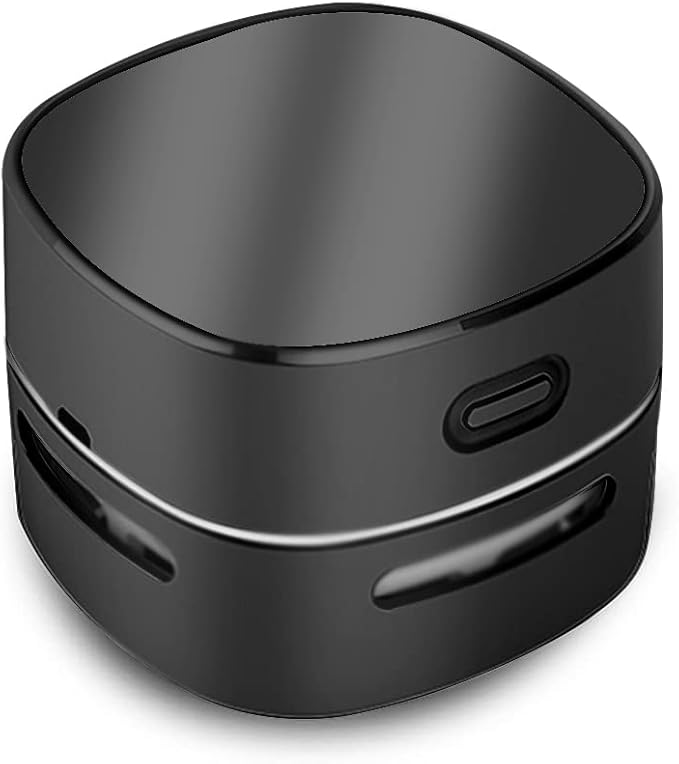 ODISTAR Desktop Vacuum Cleaner, Mini Table dust Sweeper Energy Saving,High Endurance up to 400 mins,360º Rotatable Design for Keyboard/Home/School/Office (Black Charging)