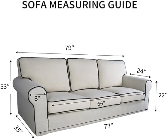 PureFit Reversible Quilted Sofa Cover, Water Resistant Slipcover Furniture Protector, Washable Couch Cover with Non Slip and Elastic Straps for Kids, Dogs, Pets (Sofa, Ivory/Ivory)