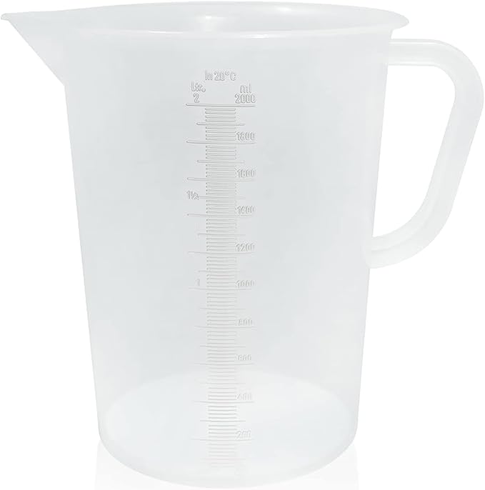 Appletofu Plastic Graduated Measuring and Mixing Pitcher - 2000ml Plastic Graduated Measuring Pitcher - Large Cylinder Graduated Measuring Container with Handle and Pour Spout - 2 Liter