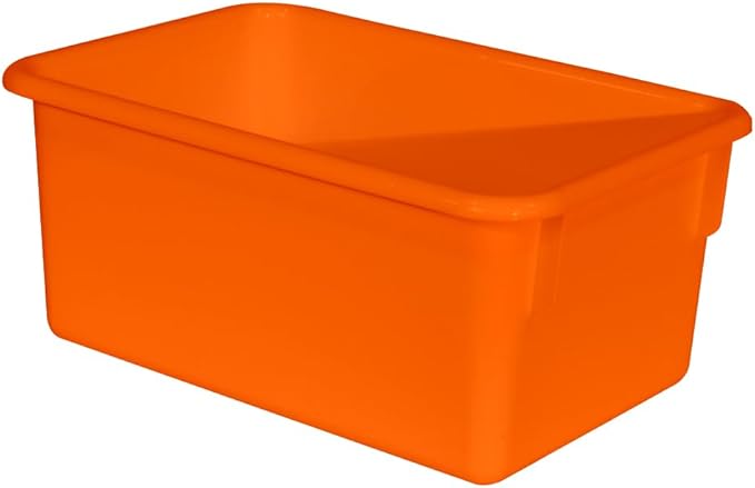 Wood Designs Cubby Storage Bin, Heavy Duty Plastic Containers for Kids Orange Cubby Tray Set of 25
