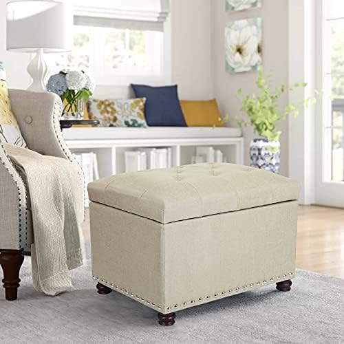 Joveco Storage Ottoman Bench Rectangular Fabric Organization Tufted Footrest for Living Room Bedroom, Upholstered Padded Footstool Coffee Table Seat with Lift Top