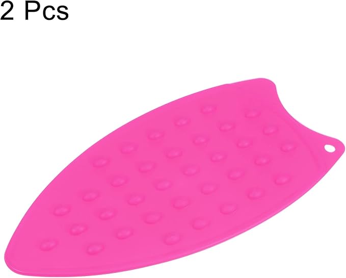 HARFINGTON 2pcs Silicone Iron Rest Pad, Multipurpose Iron Hot Resistant Mat Iron Rest Plate for Ironing Board Hot Heat Resistant Steam Compact Mat, Fuchsia