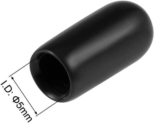 uxcell 20pcs Rubber End Caps 5mm ID Vinyl Round Tube Bolt Cap Cover Thread Protectors Black