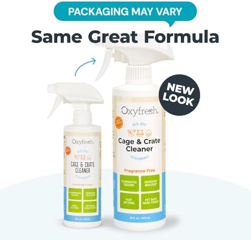 Oxyfresh Premium Crate & Cage Cleaner – Professional Dog Crate & Small Animal & Bird Cage Odor Eliminator – Quickly Cleans, Removes Poop & Deodorizes Pet Odors – Safe & Bleach Free