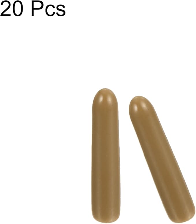 uxcell 20pcs Rubber End Caps 1.5mm(1/16") ID Vinyl PVC Round Tube Bolt Cap Cover Screw Thread Protectors Light Brown