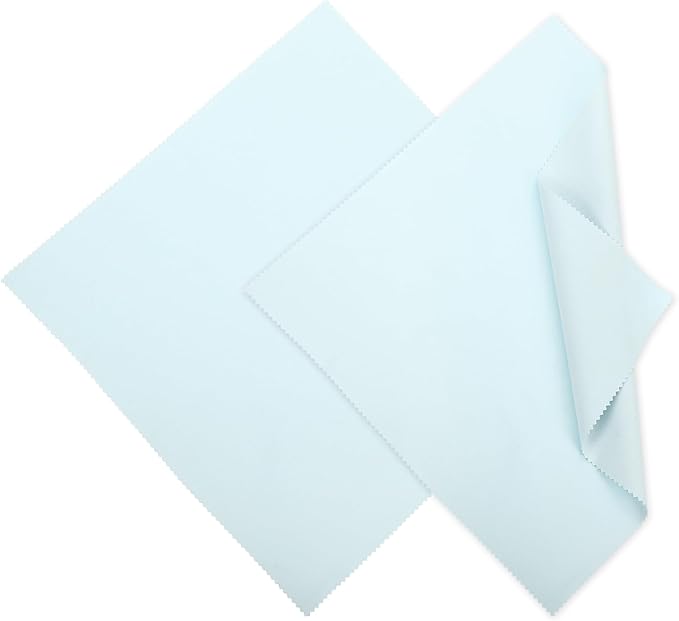 MECCANIXITY Jewelry Polishing Cloth 11.8x11.8 Inch Silver Polish Cleaning Cloths Jewelry Cleaner for Rings, Necklaces, Diamond, Bracelets, Pack of 2 (Sky Blue）