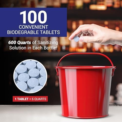 Nu-Foam Sanitizing Tablets for Bar Glassware – Superior Rinse Aid - Hand Washing Bar, Tavern, Brewery Supplies - Spotless Serving Glasses -2 Pack 200 Tablets - Makes 1,200 Quarts Sanitizing Solution