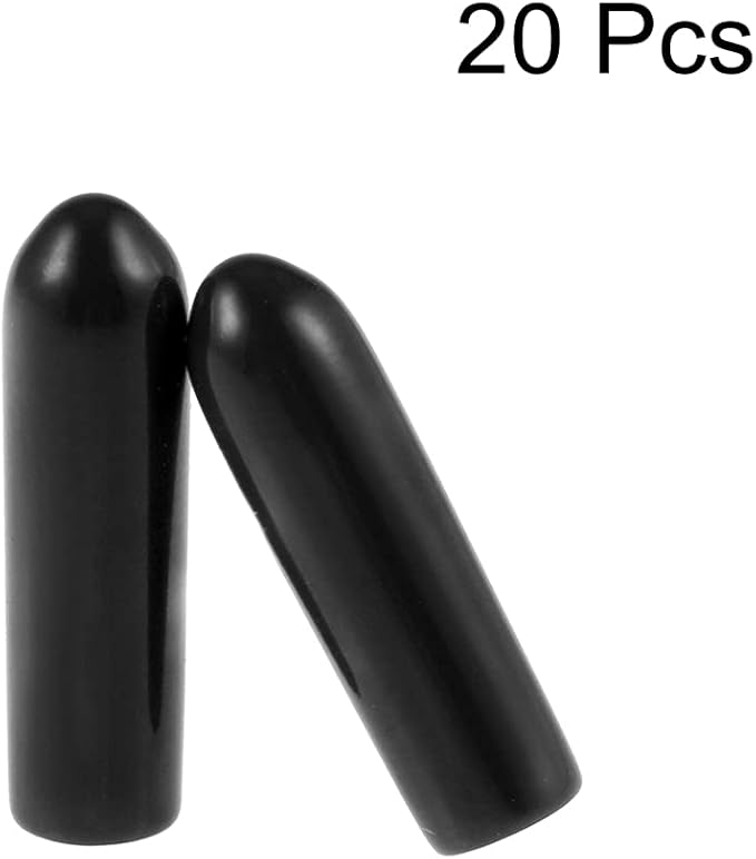 uxcell 20pcs Rubber End Caps 1/8"(3mm) ID Vinyl Round Tube Bolt Cap Cover Thread Protectors Black