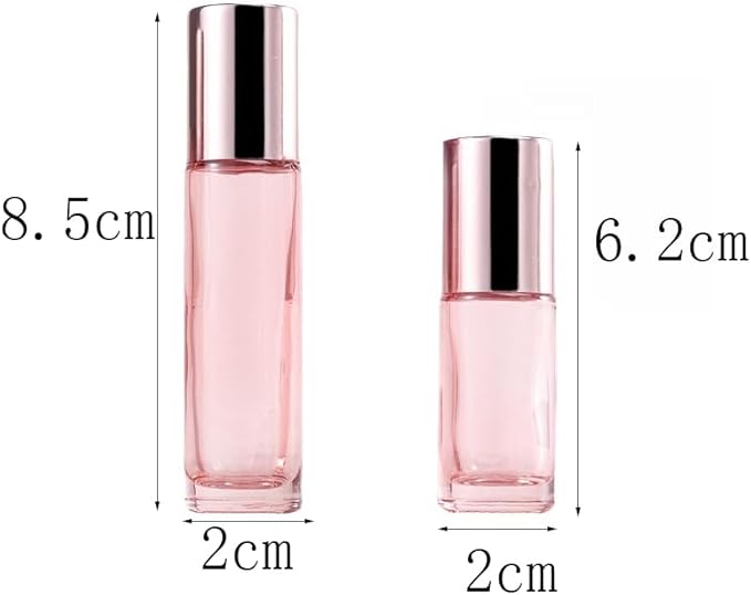 10 Pack Glass Essential Oil Roller Bottle,10ml Pink GlassRoller Bottles with Stainless Steel Roller Balls,Refillable Massage Roller Bottle Perfume Bottles for Travel