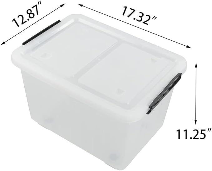 Asking 30 L Plastic Storage Box with Lid, 4-Pack Wheeled Clear Plastic Boxes