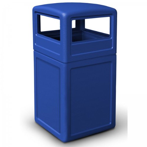 Commercial Zone-73290499 PolyTec 42 Gallon Square Waste Container with Dome Lid Color: Blue