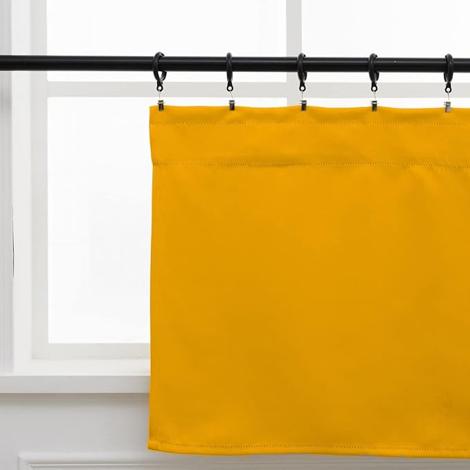 Pickluc Cafe Kitchen Curtains 36 Inches Long 2 Panels, Blackout Tier Curtains with Rod Pocket, Short Black Out Curtain for Small Window, 42" Wide and 36" Length, Set of Two, Mustard Yellow