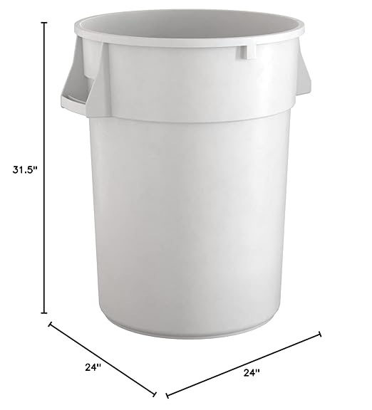 44 Gallon White Round Commercial Trash Can