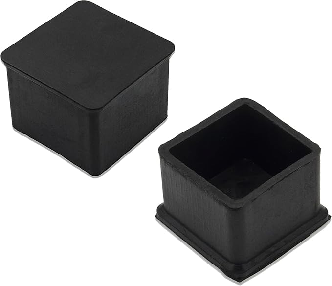 Flyshop Non-Slip Thick Rubber Leg Tips Floor Protectors Square Chair Leg Caps 20pcs, Black, 35 mm x 35 mm, 1-3/8" x 1-3/8"