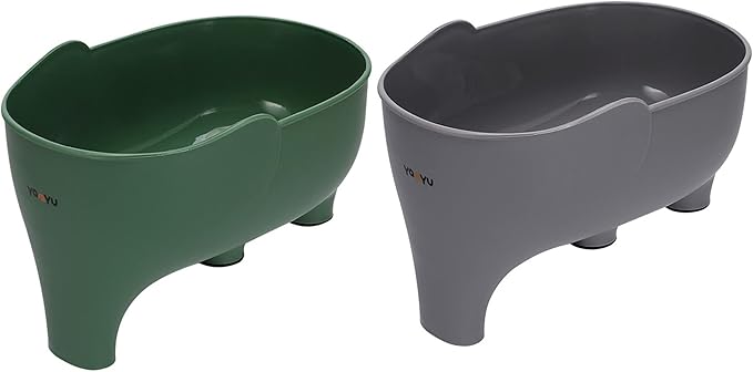 2PCS Vegetables Washing Basket Elephant Drainage Basket Fruit Basket for Draining Pasta Noodles Kitchen (Green & Gray)