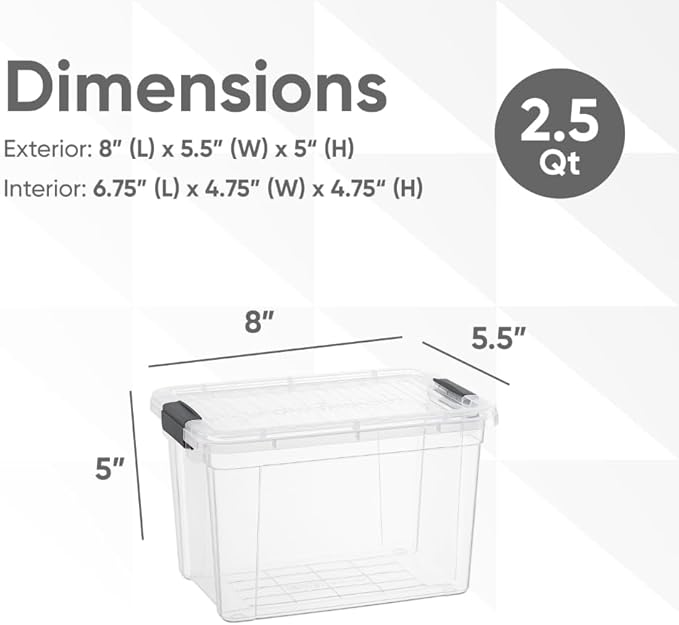 Superio Clear Storage Bins with Lids, Stackable Deep Storage Boxes with Latches and Handles, Extra Small, 4 Pack, Deep Containers for Home, Garage, and Kitchen