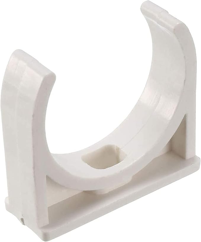 BVO 20 Pcs U-Shaped PVC Water 50mm Pipe Clamps, White, 2" (50mm) Pipes & TV Trays Tubing Hose Hanger Support Pex Tubing