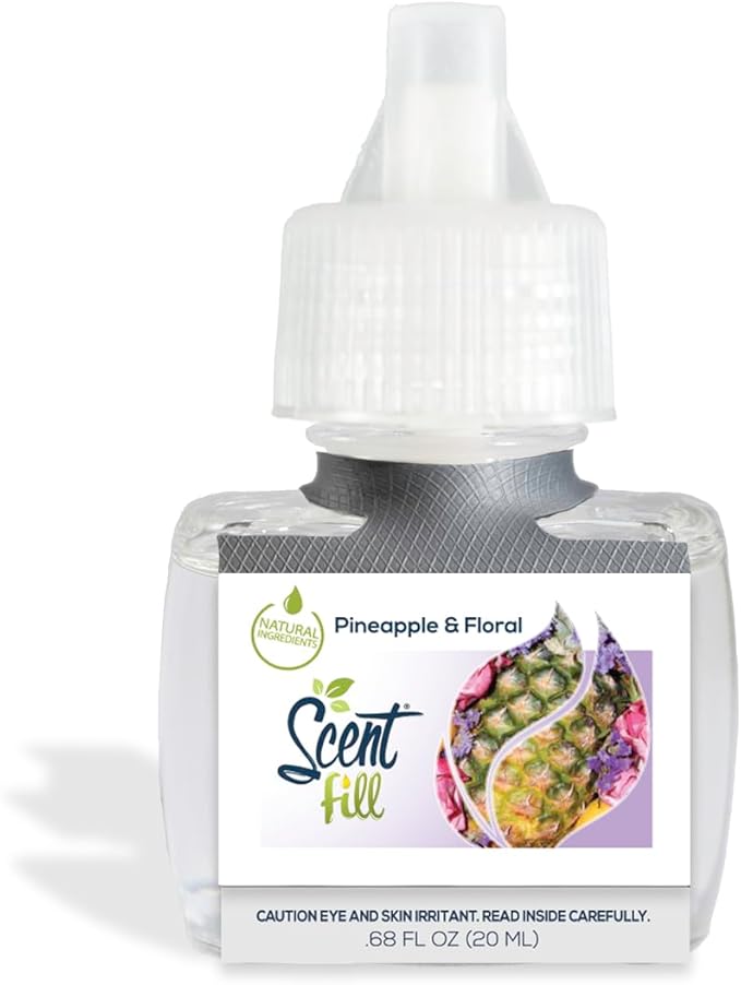 Scent Fill Pineapple & Floral Plug in Air Freshener, 4 Scented Oil Refills