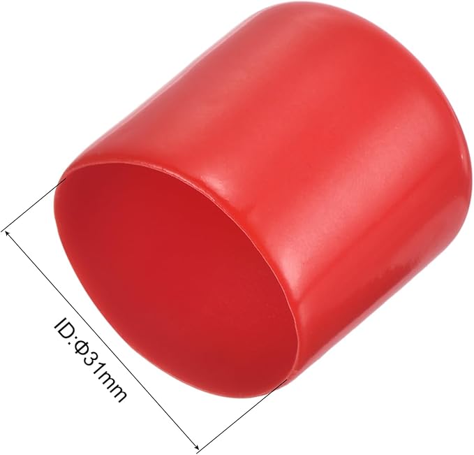 uxcell 20pcs Rubber End Caps 31mm ID Vinyl Round Tube Bolt Cap Cover Thread Protectors Red