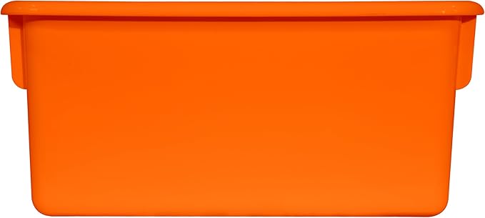 Wood Designs Cubby Storage Bin, Heavy Duty Plastic Containers for Kids Orange Cubby Tray Set of 25