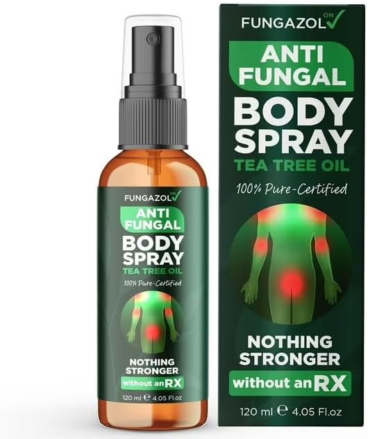 Body Spray with Tea Tree Oil | Fast-Absorbing Antifungal Treatment for Jock Itch, Athlete’s Foot, Ringworm & Nail Fungus | Soothes Itching, Burning & Scaling | Relieves Irritated Skin | 120ml